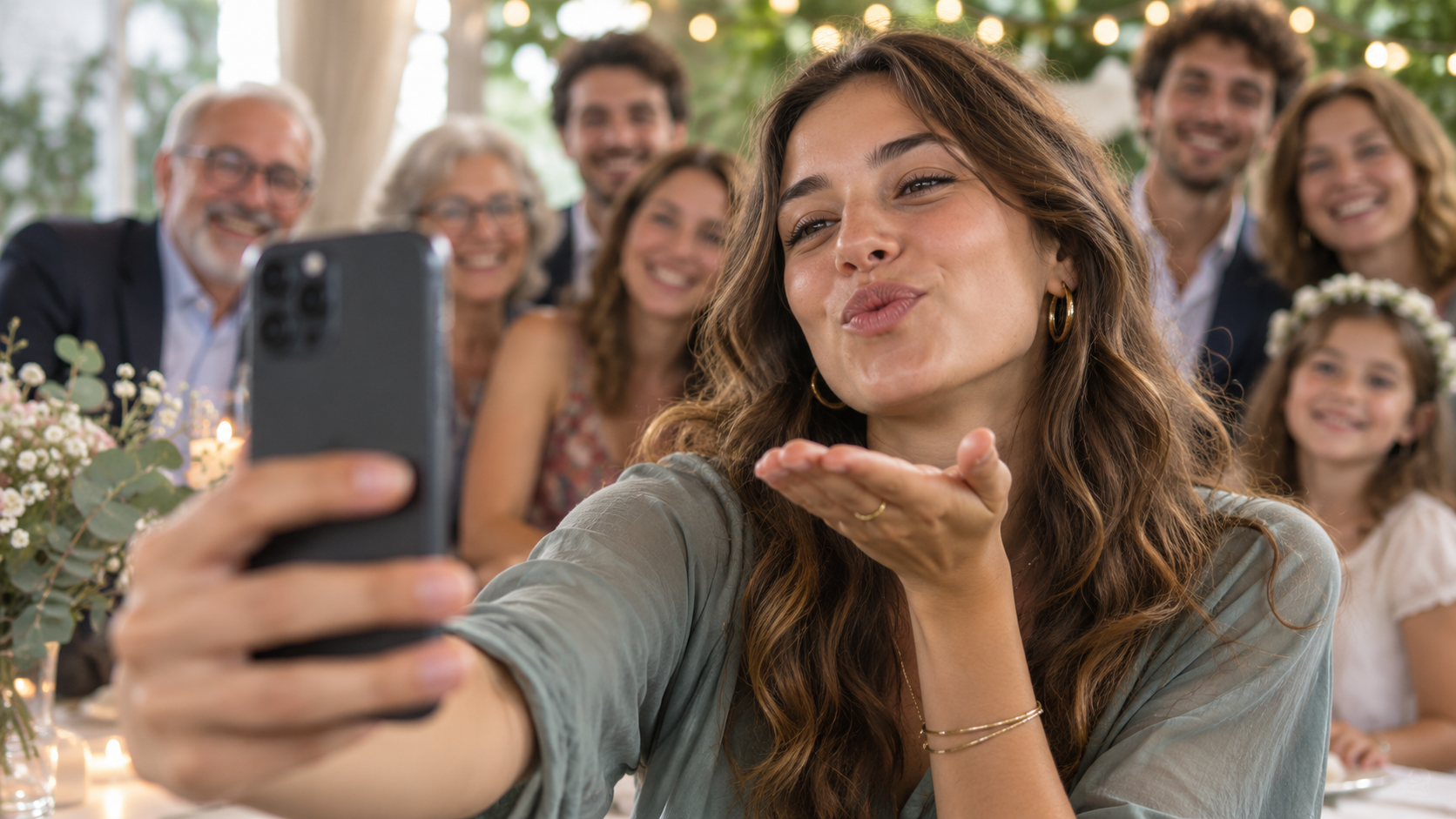 Familia grabando un mensaje de vídeo